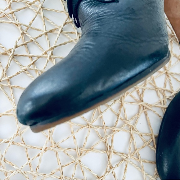 Halogen black leather lace up heeled boots Vero Cupio Made in Italy size 5 - Picture 11 of 14